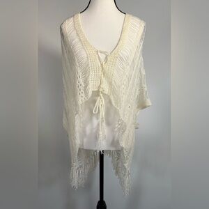 Elegant Cream Women's Sweater Poncho